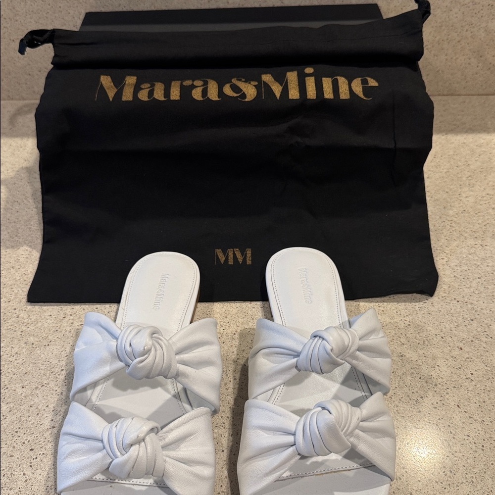 Mara & Mine Isabelle Leather Slide Knotted Slide White Leather Size 8 - Picture 8 of 8